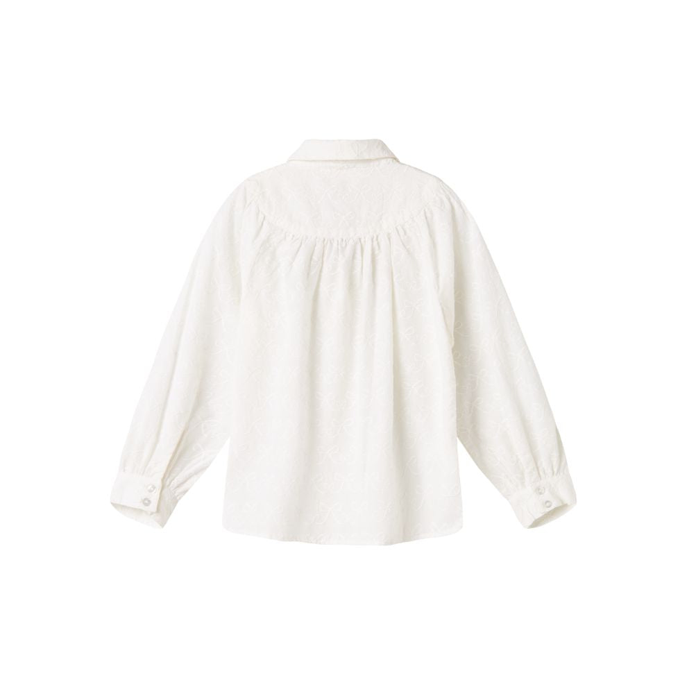 Blouse top Trissa Bow - Biologisch katoen - Wit - Marmar Copenhagen achterkant