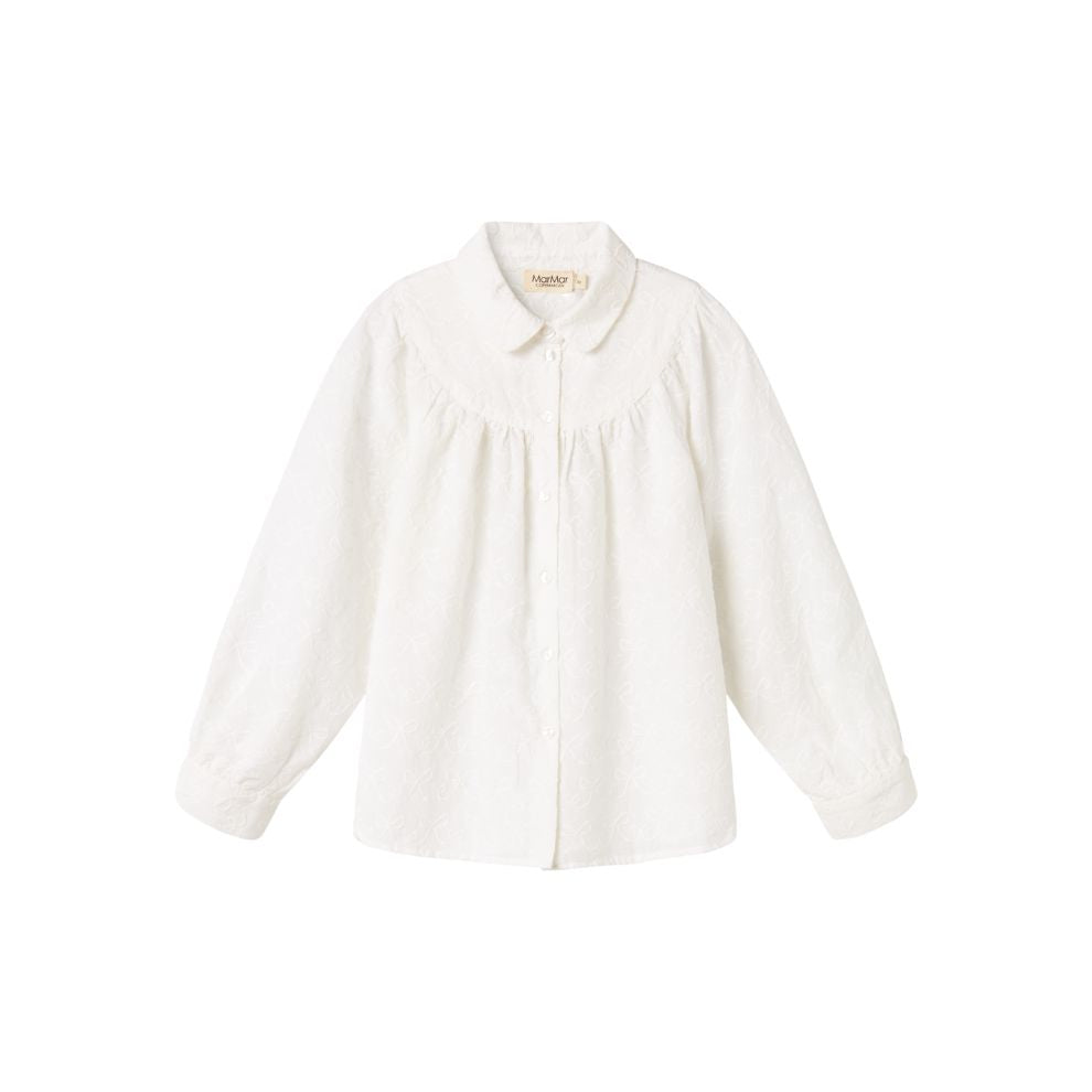 Blouse top Trissa Bow - Biologisch katoen - Wit - Marmar Copenhagen voorkant