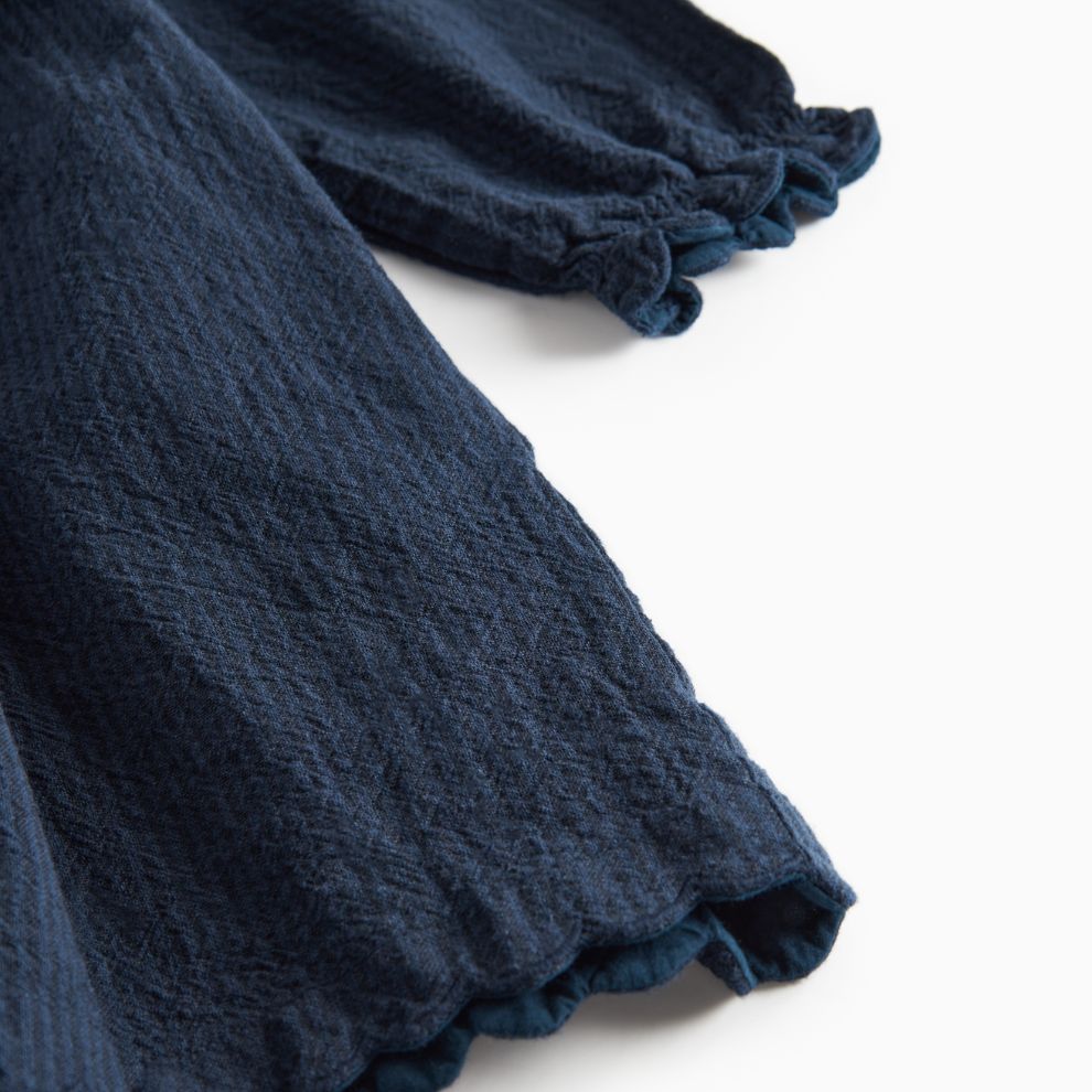 Jurkje Dagmara - Biologisch katoen - Dark Blue Stripe/navy - Marmar Copenhagen close up