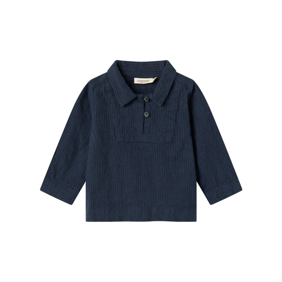 Overhemd top - Biologisch katoen - Dark Blue Stripe/navy - Marmar Copenhagen voorkant