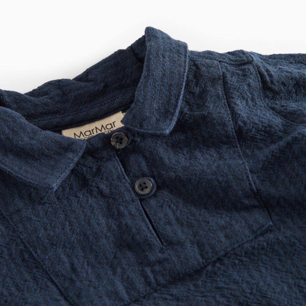 Overhemd top - Biologisch katoen - Dark Blue Stripe/navy - Marmar Copenhagen close up