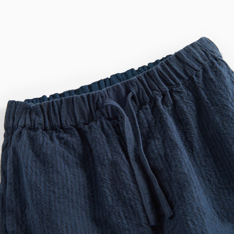 Broek Plano - Biologisch katoen - Dark Blue Stripe/navy - Marmar Copenhagen close up