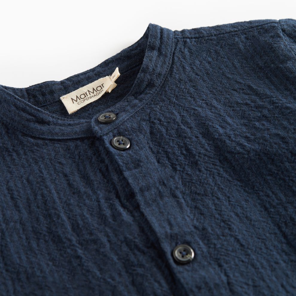 Overhemd top - Biologisch katoen - Dark Blue Stripe/navy - Marmar Copenhagen close up