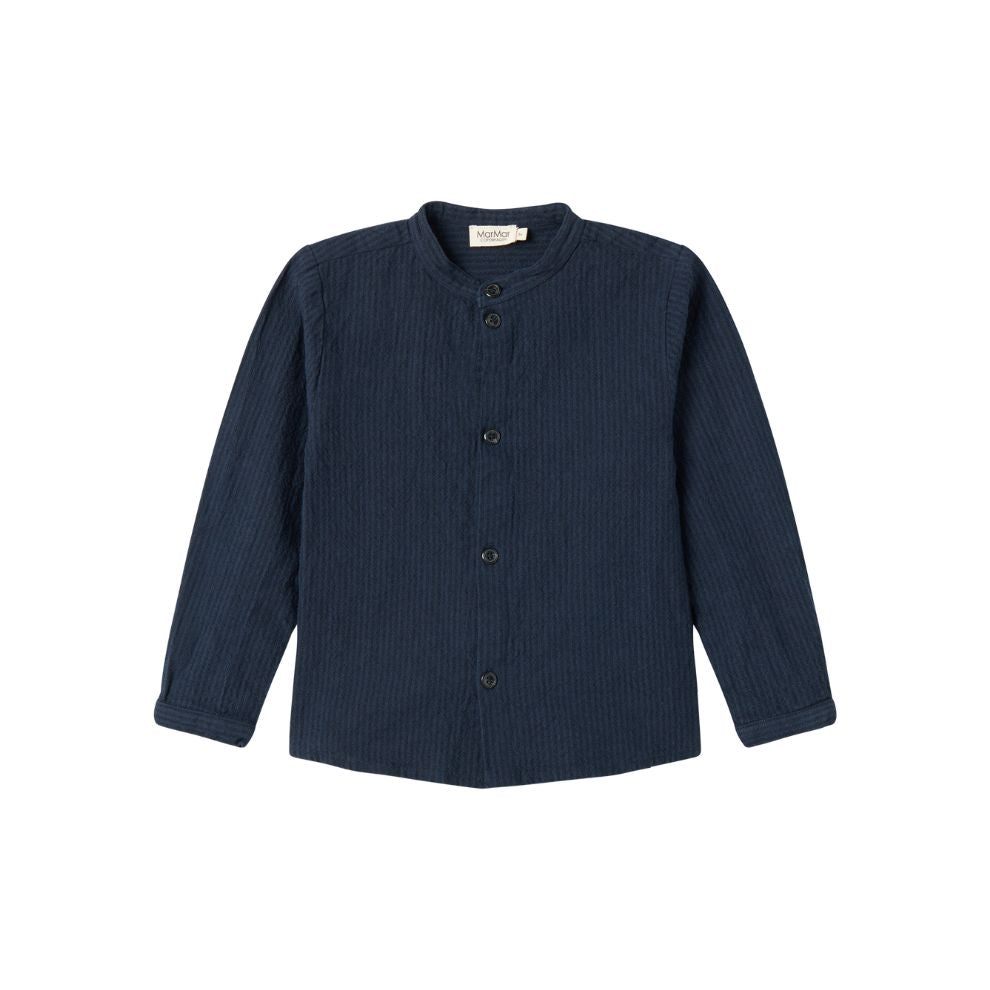 Overhemd top - Biologisch katoen - Dark Blue Stripe/navy - Marmar Copenhagen voorkant