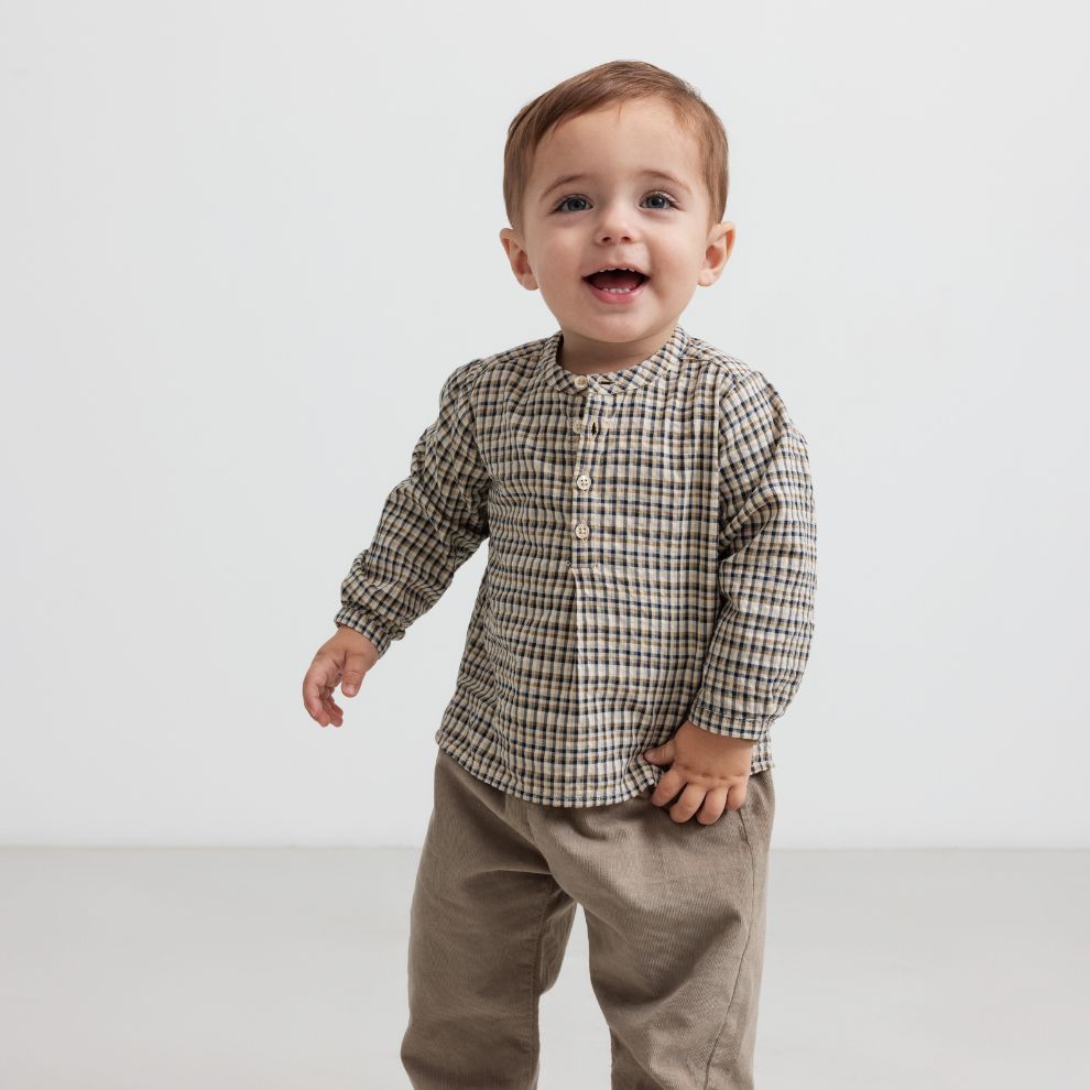 Overhemd top - Biologisch katoen - Pilot Navy Check - Marmar Copenhagen kind
