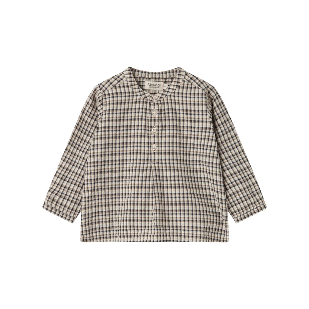 Overhemd top - Biologisch katoen - Pilot Navy Check - Marmar Copenhagen voorkant
