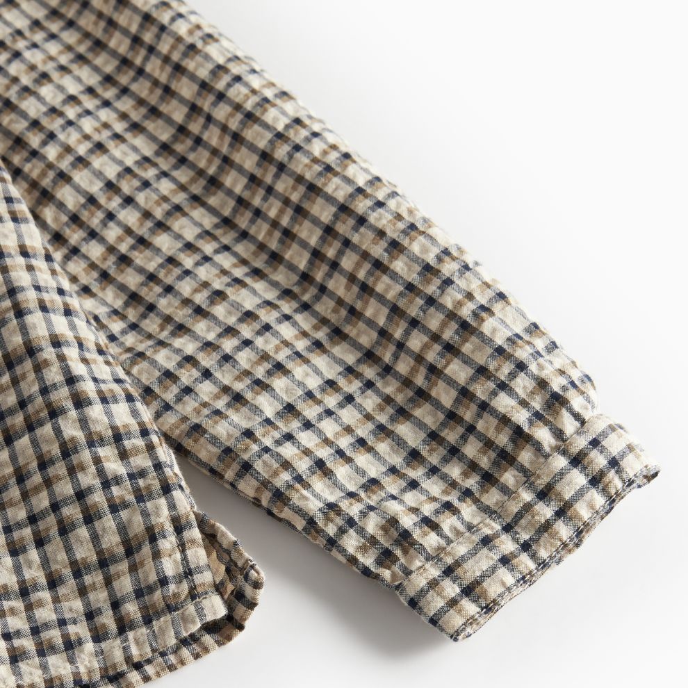 Overhemd top Tokyo - Biologisch katoen - Pilot Navy Check - Marmar Copenhagen mouw