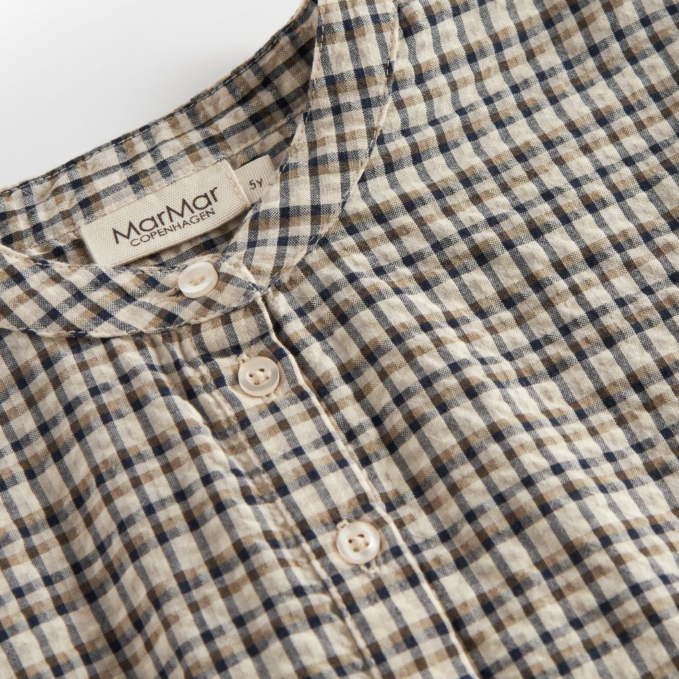 Overhemd top Tokyo - Biologisch katoen - Pilot Navy Check - Marmar Copenhagen bovenkant