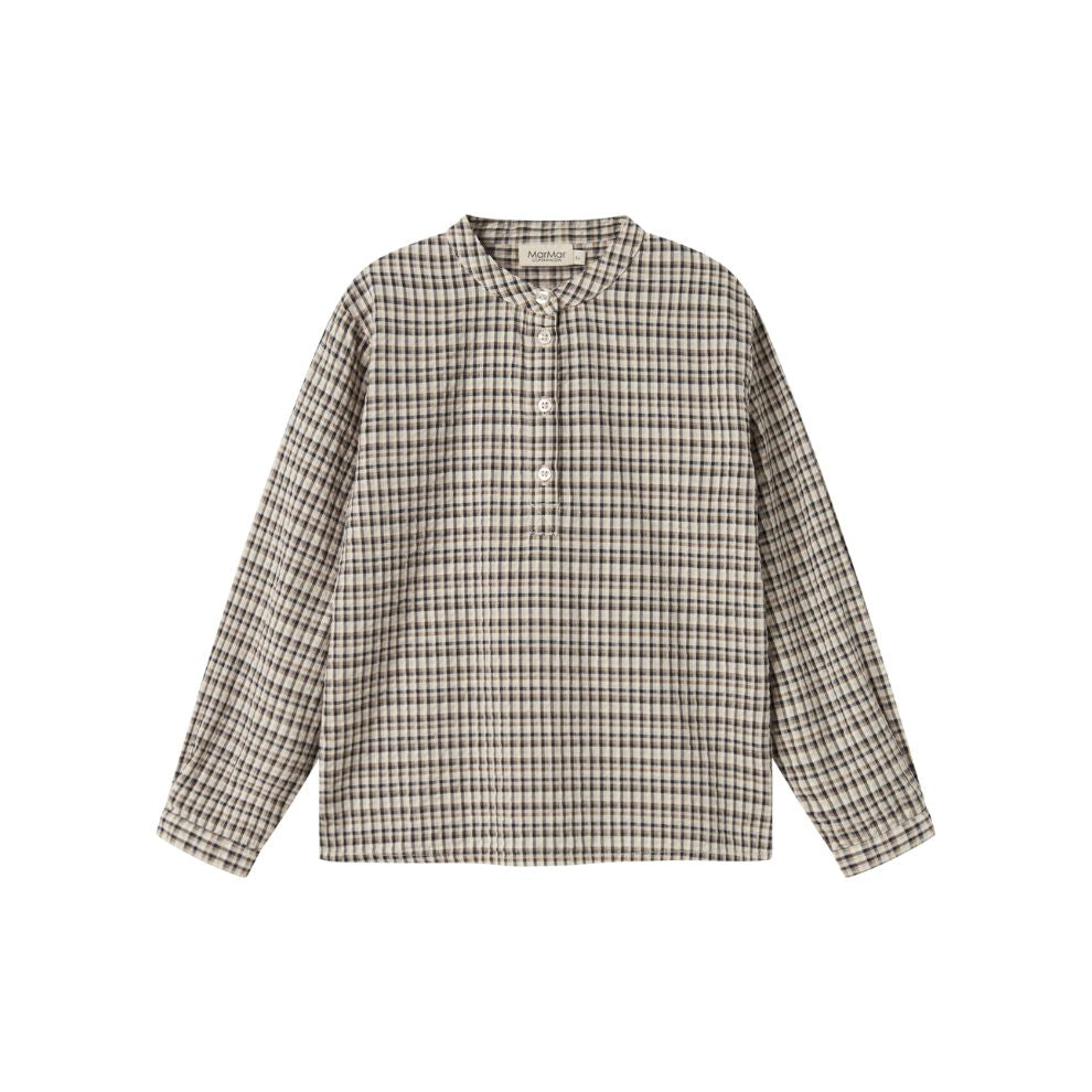 Overhemd top Tokyo - Biologisch katoen - Pilot Navy Check - Marmar Copenhagen voorkant