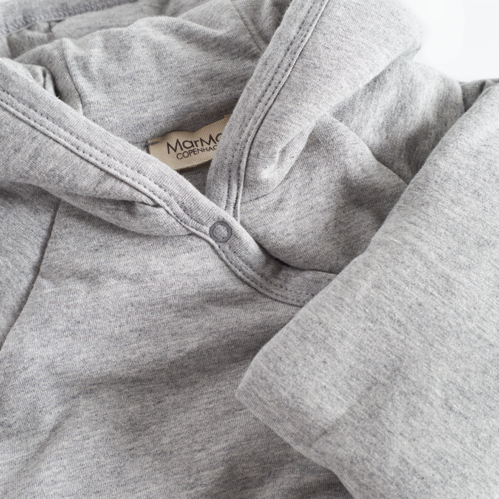 Gewatteerde Baby jas Jules - Biologisch katoen en Modal - Light grey - MarMar Copenhagen close