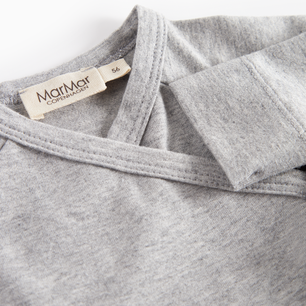 Overslag romper - Belita Romper - Biologisch katoen en Modal - Light grey - MarMar Copenhagen boven