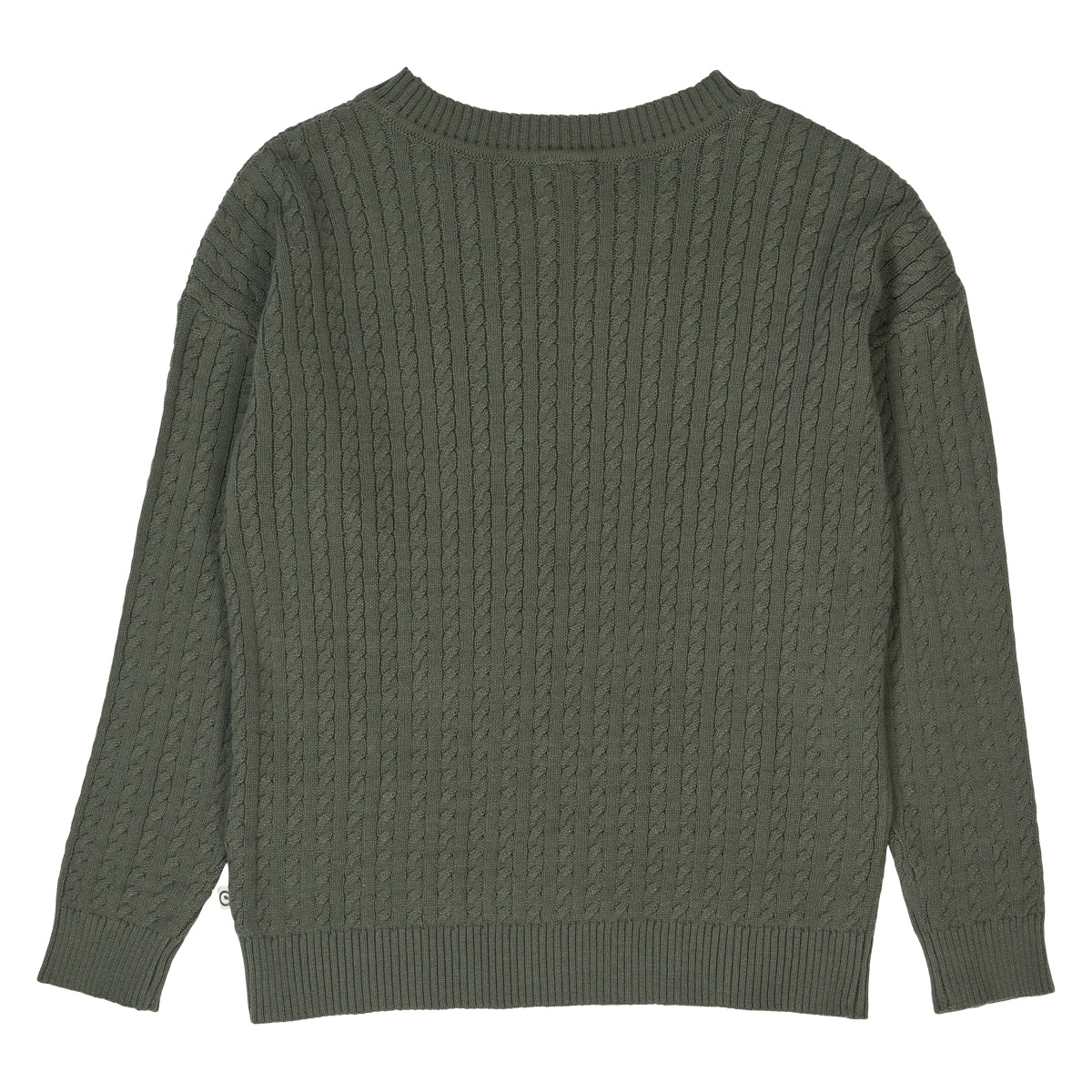 Gebreide kabel trui - Biologisch katoen - Deep green/groen - Müsli by Green Cotton achterkant