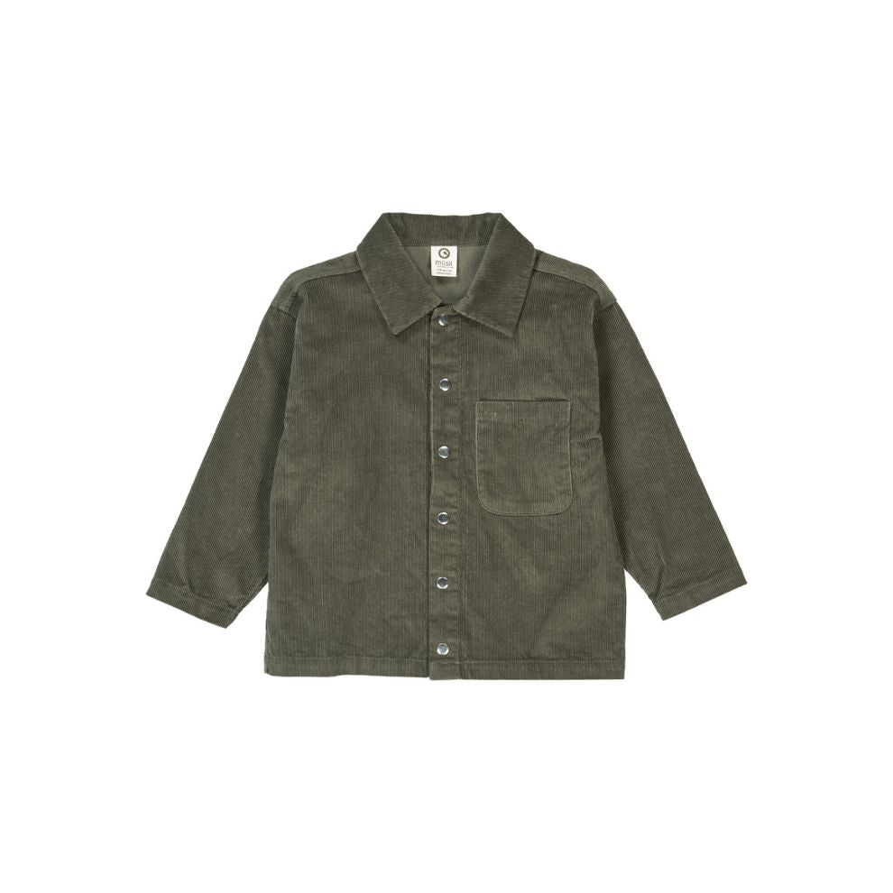 Overhemd top - Corduroy - Biologisch katoen - Deep green/groen - Müsli by Green Cotton voor