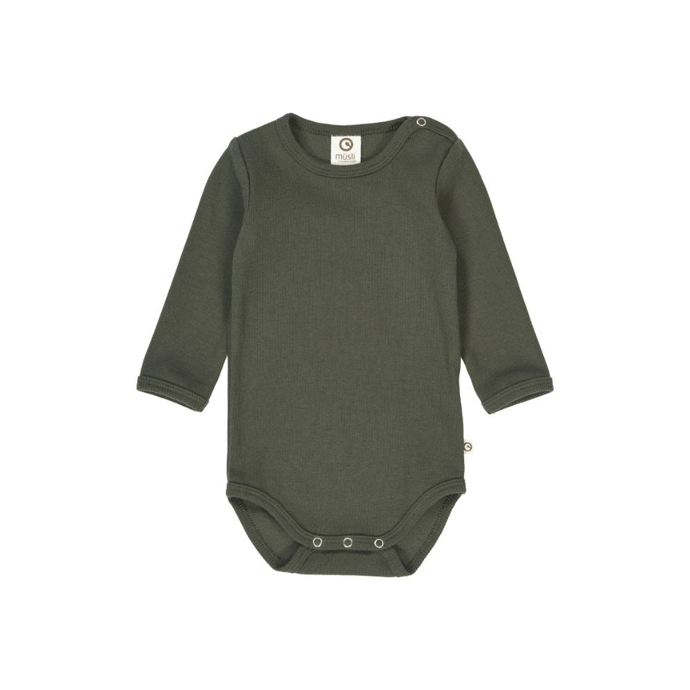 Romper lange mouw - Cozy me - Biologisch katoen - Deep green/Groen - Müsli by Green Cotton voor