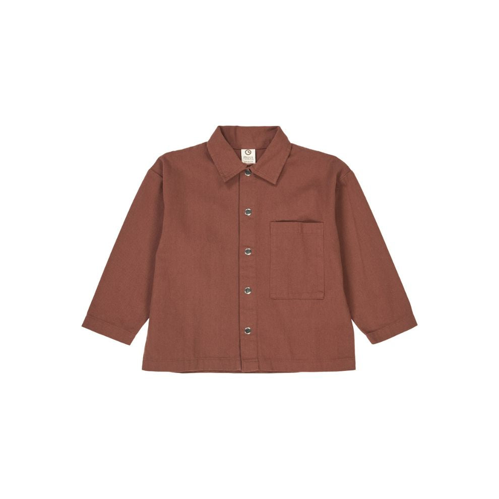 Twill overhemd top - Biologisch katoen - Root/steen rood - Müsli by Green Cotton voor