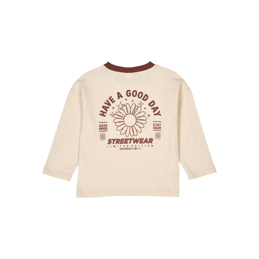 Top lange mouw - Good day - Biologisch katoen - Oak/ecru - Müsli by Green Cotton achter