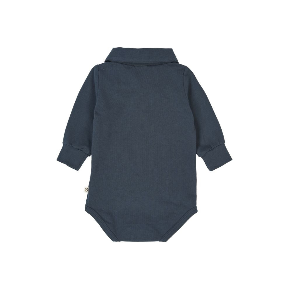 Romper lange mouw - Cozy me - Biologisch katoen - Night blue/donkerblauw - Müsli by Green Cotton achter