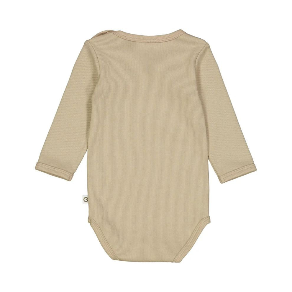 Müsli by Green Cotton - Cozy me rib plain l/s body - Romper met lange mouwen achterkant