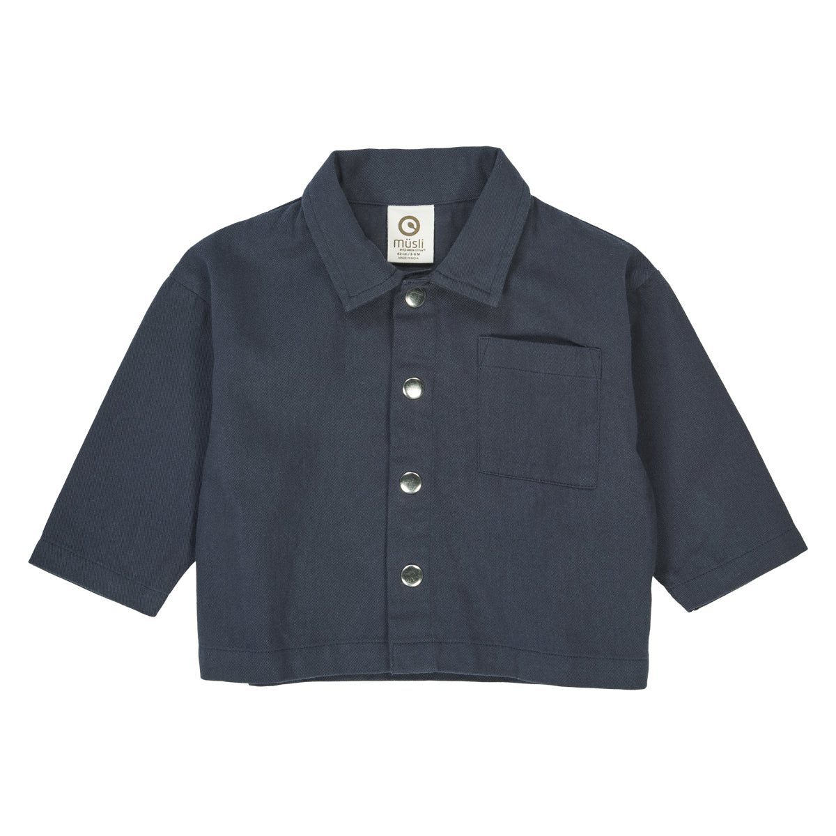 Müsli by Green Cotton - Twill shirt baby - Overhemd top - Night blue - 100% katoen voorkant