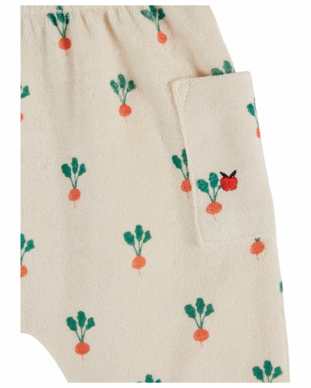 Terry shorts - Sarouel Sponge - Organic cotton mix - Beetroot/Off-white - Emile et Ida