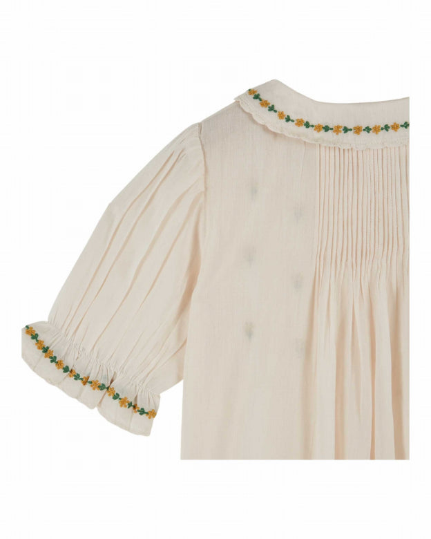 Top korte mouw - Blouse Brodee - Biologisch katoen - Creme - Emile et Ida