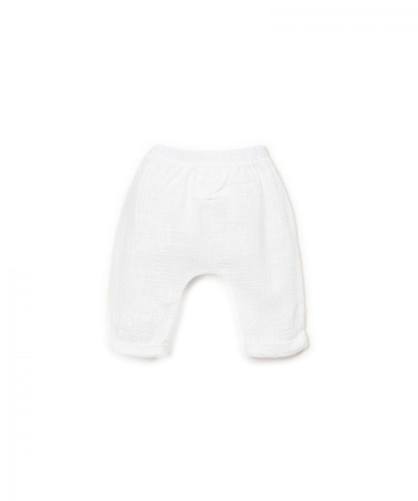 Zomerbroekje - Woven Trousers - Biologisch katoen - Wit - Playup - achterkant