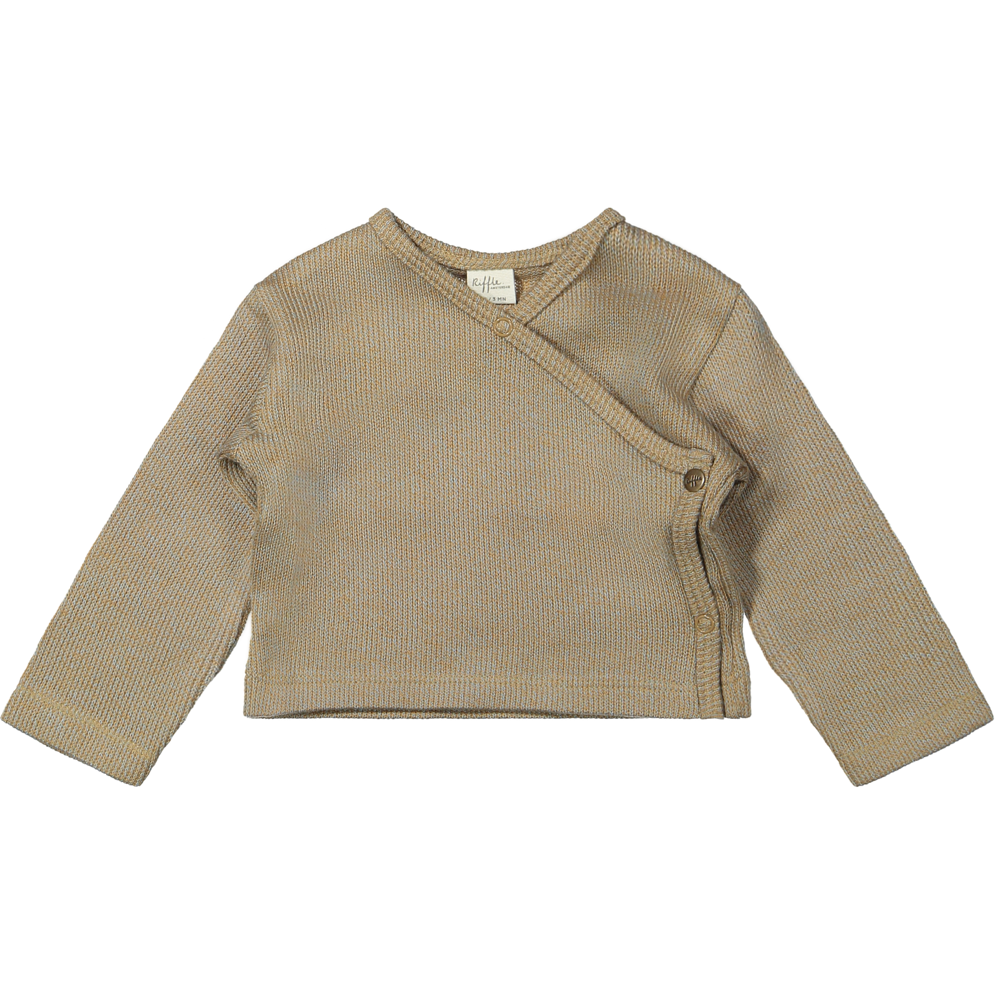 Overslag top - Noa - Knitted combo blue - Biologisch katoen - Riffle Amsterdam voorkant