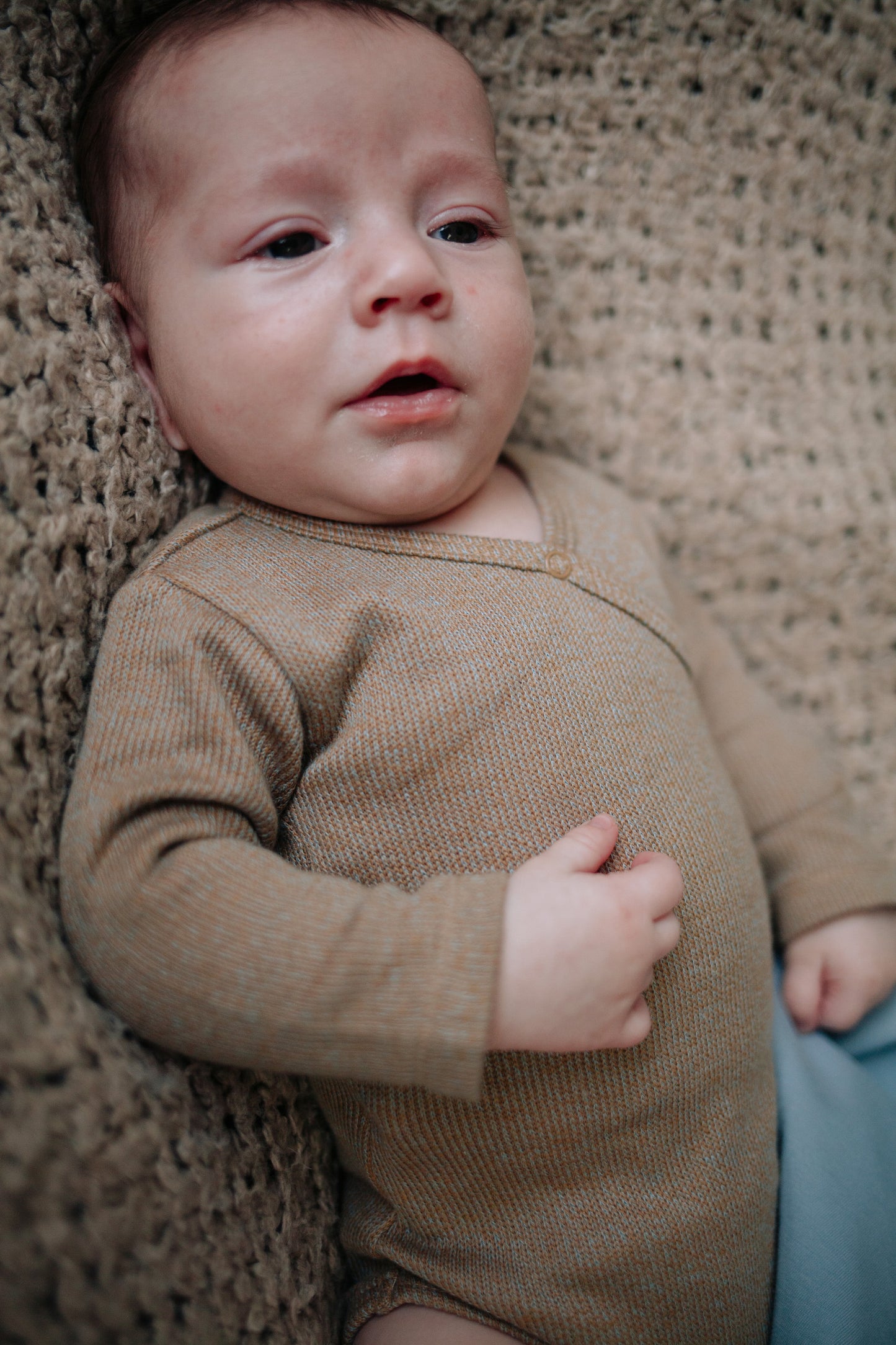 Overslag top - Noa - Knitted combo blue - Biologisch katoen - Riffle Amsterdam baby