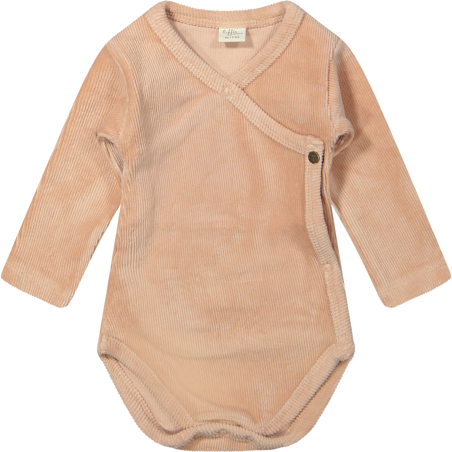 Overslag romper Lasse - Corduroy rib pink/roze - Biologisch katoen - Riffle Amsterdam voorkant