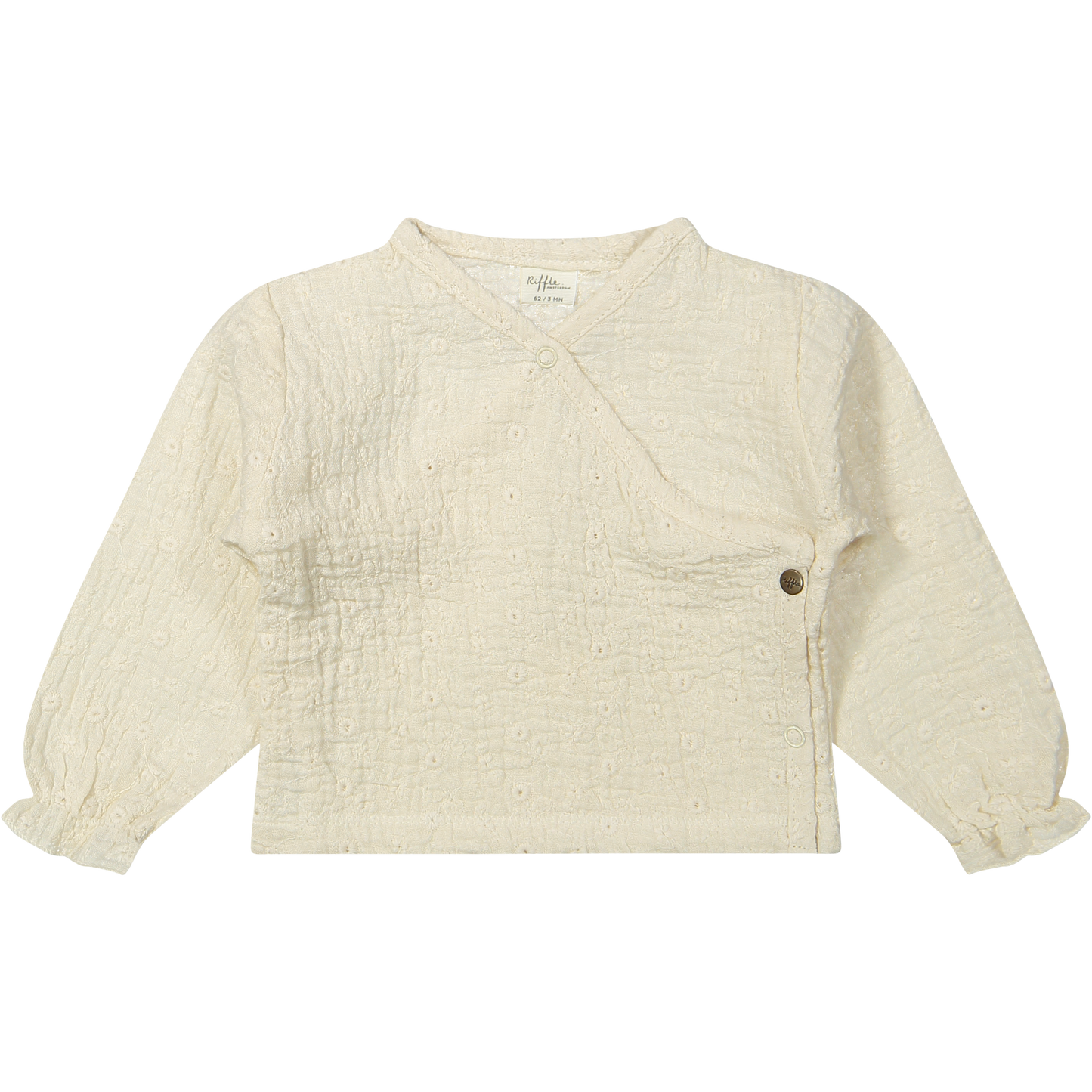 Overslag top Noa - Wit geborduurd/embroidery - Biologisch katoen - Riffle Amsterdam