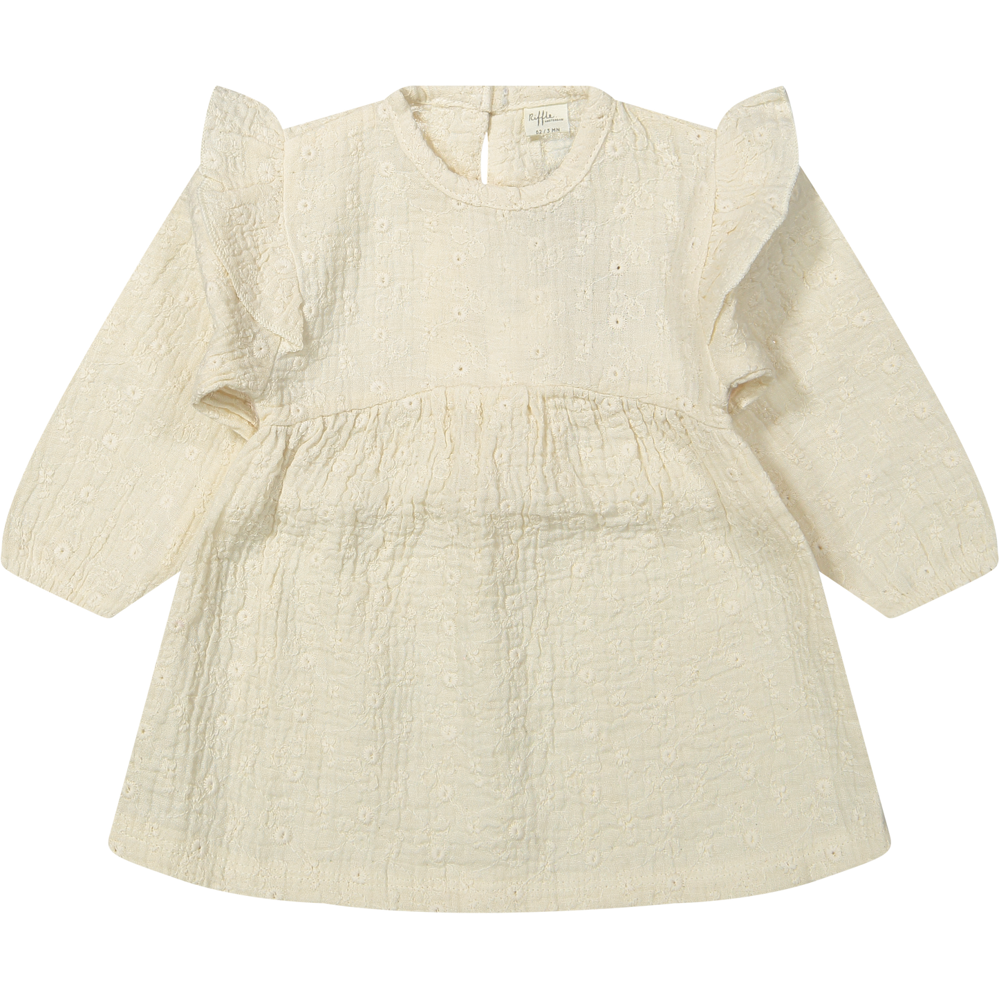 Jurkje Anemone - Wit geborduurd/embroidery - Biologisch katoen - Riffle Amsterdam product