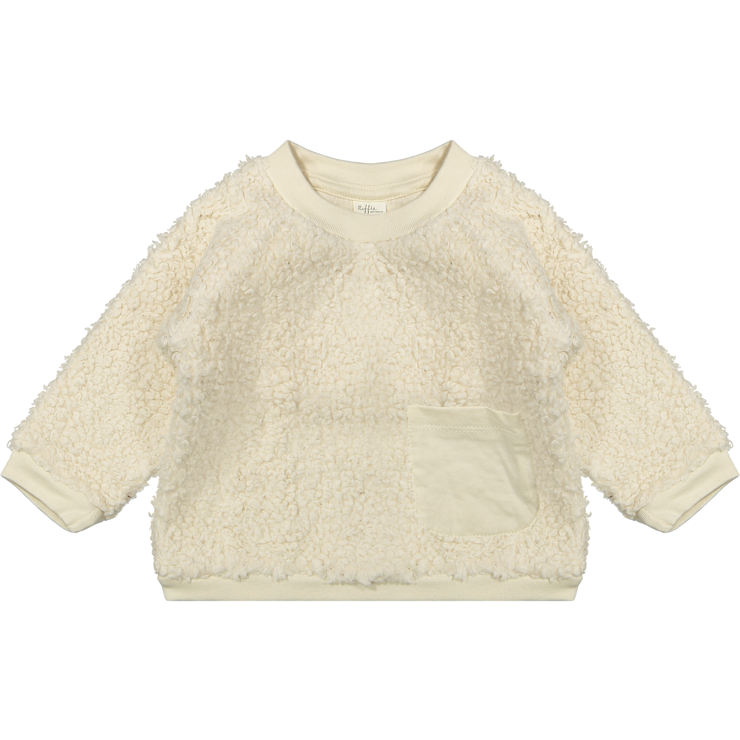 Trui Myra - Tedyy off white - Biologisch katoen - Riffle Amsterdam voorkant
