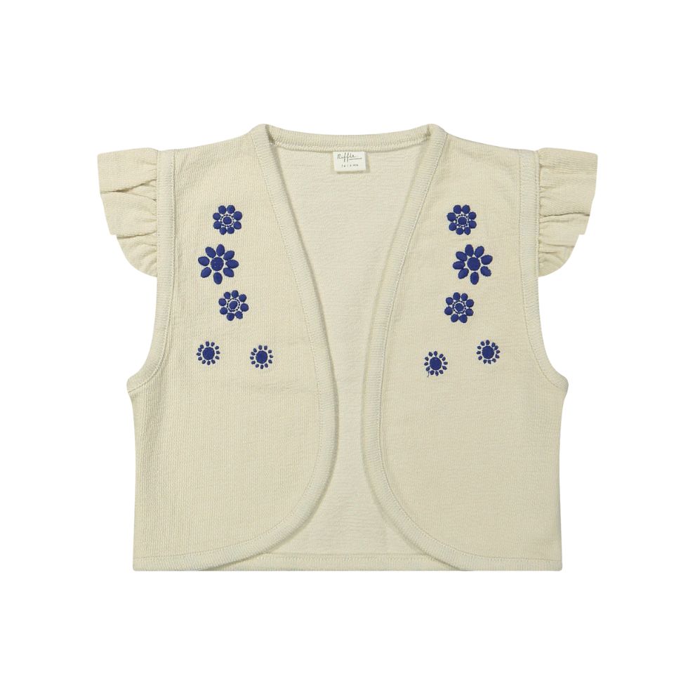 Gilet Bess - Biologisch katoen - Wit geborduurd/embroidery - Riffle Amsterdam voor