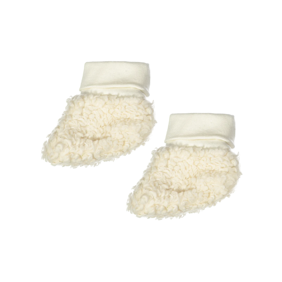 Slofjes Billie - Biologisch katoen - Teddy off white/ecru - Riffle Amsterdam voor