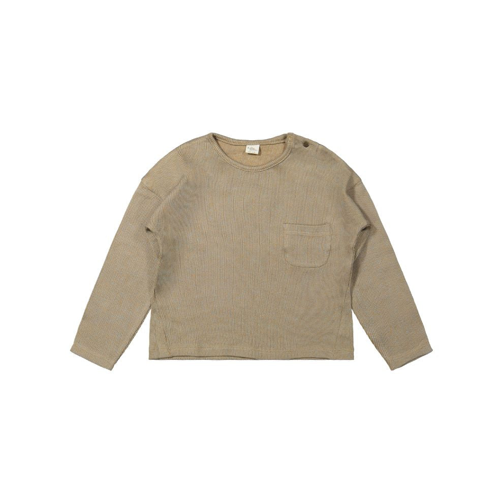 Top lange mouw Milan - Biologisch katoen - Knitted combo Blue - Riffle Amsterdam voor