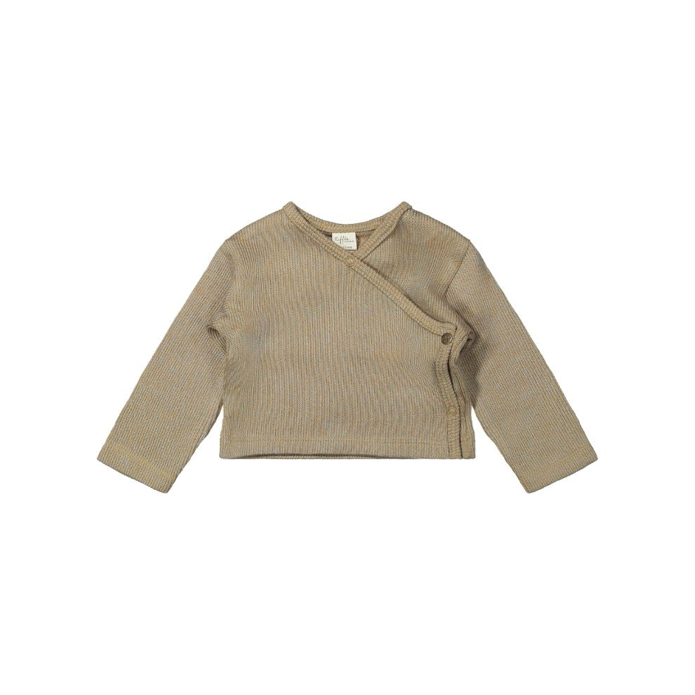 Overslag top Noa - Biologisch katoen - Knitted combo blue - Riffle Amsterdam voor