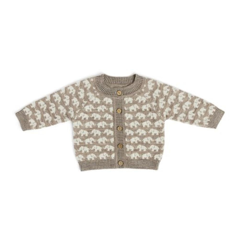 Gebreid vestje AO elephants - Merino wol - Bruin - Smallstuff voorkant