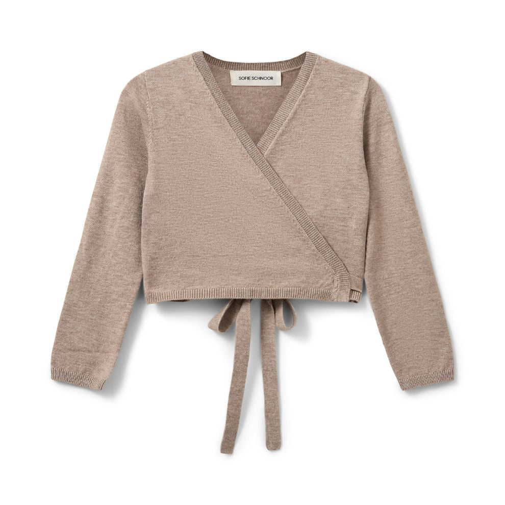 Overslag vest Gracy - Brown melange - Sofie Schnoor voorkant