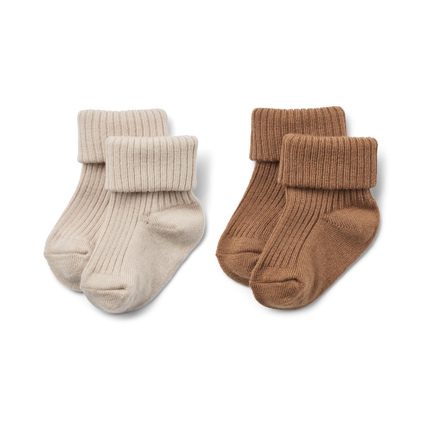 Wollen sokken rib - Ziggy - 2 paar - Caramel/beige - Wheat product