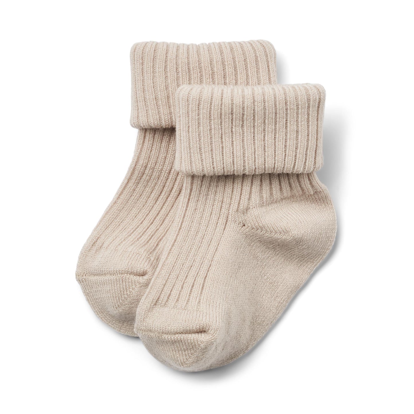 Wollen rib sokken Ziggy – 2 paar – Navy & Beige – Wheat beige