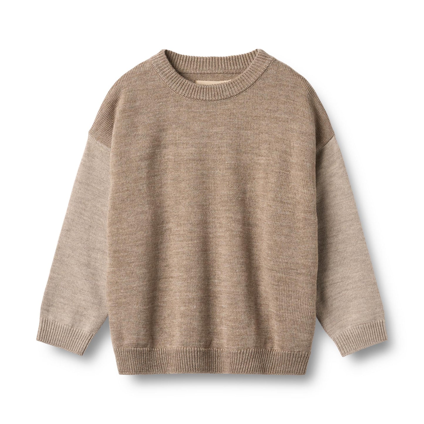 Gebreide trui Finley - Merino wol - Grey camel melange/beige - Wheat voorkant