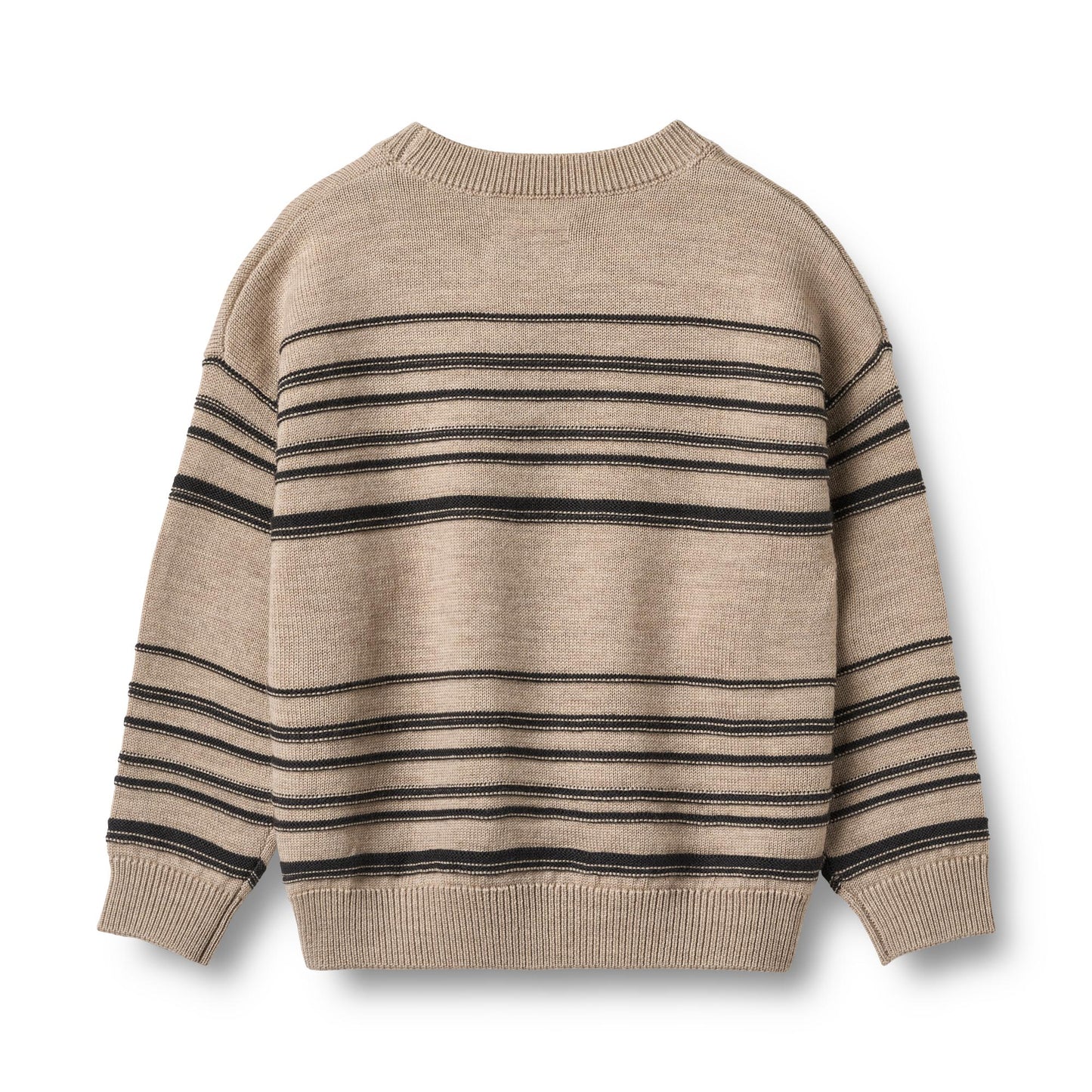 Gebreide trui Flores - Merino wol - Sand black stripe - Wheat achterkant