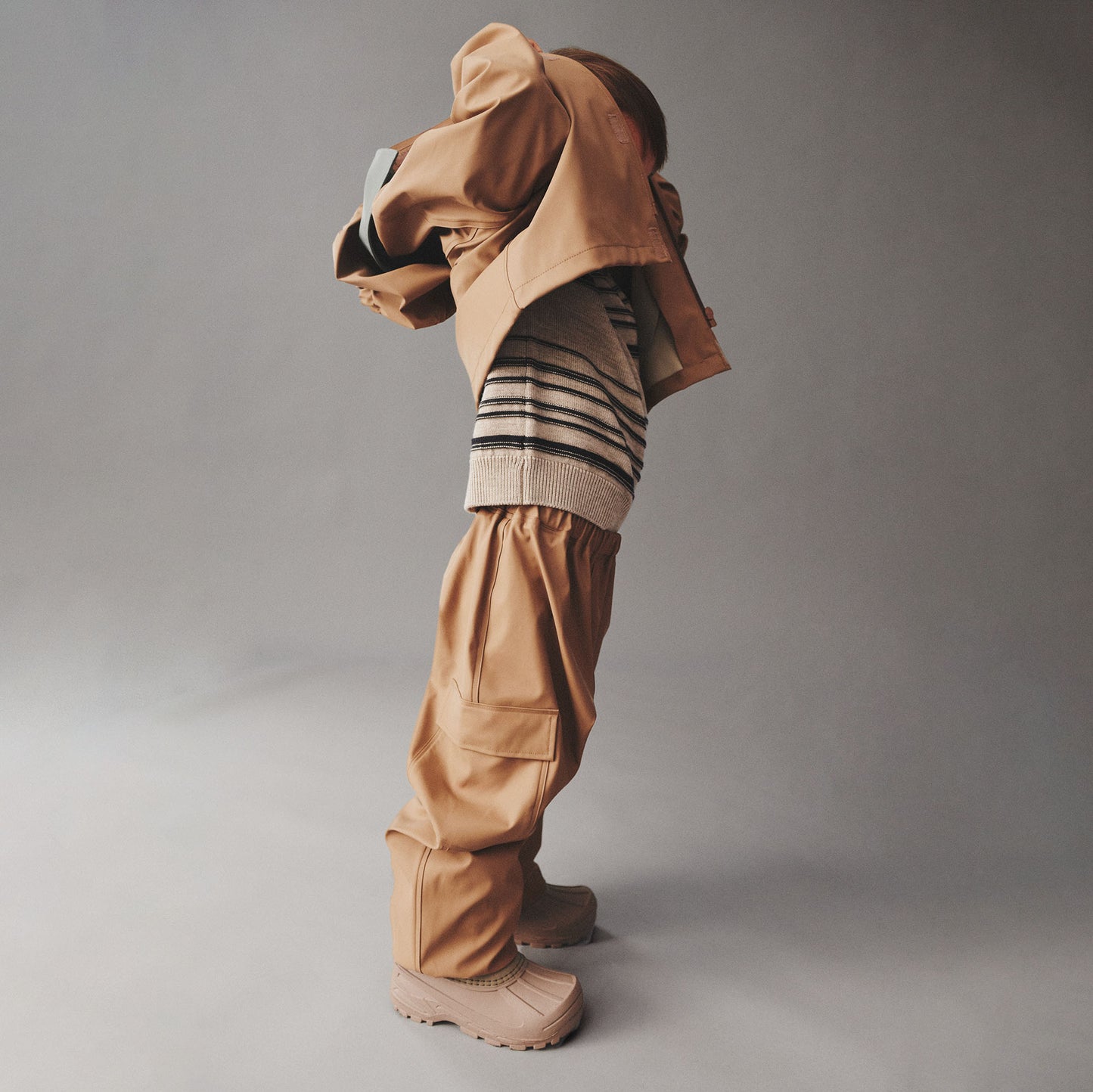 Gebreide trui Flores - Merino wol - Sand black stripe - Wheat kind