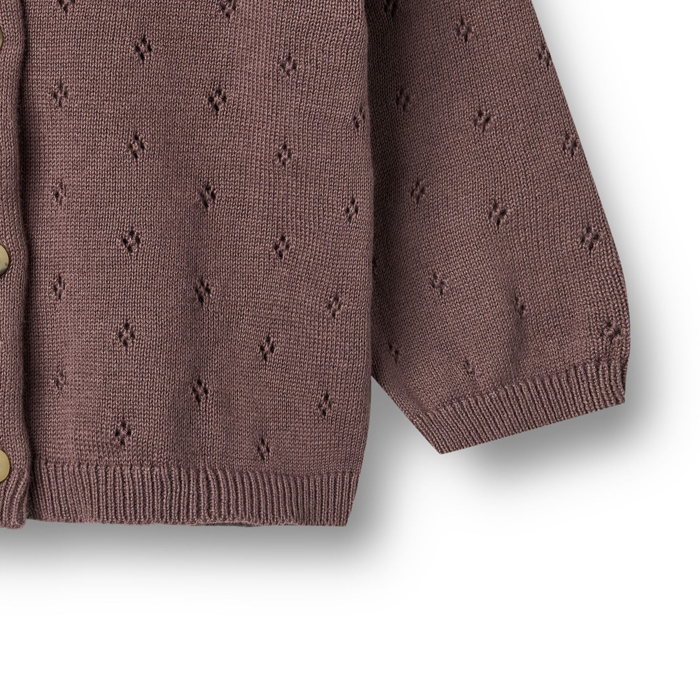 Gebreid vestje Maia - Biologisch katoen - Plum/donkerpaars - Wheat onderkant