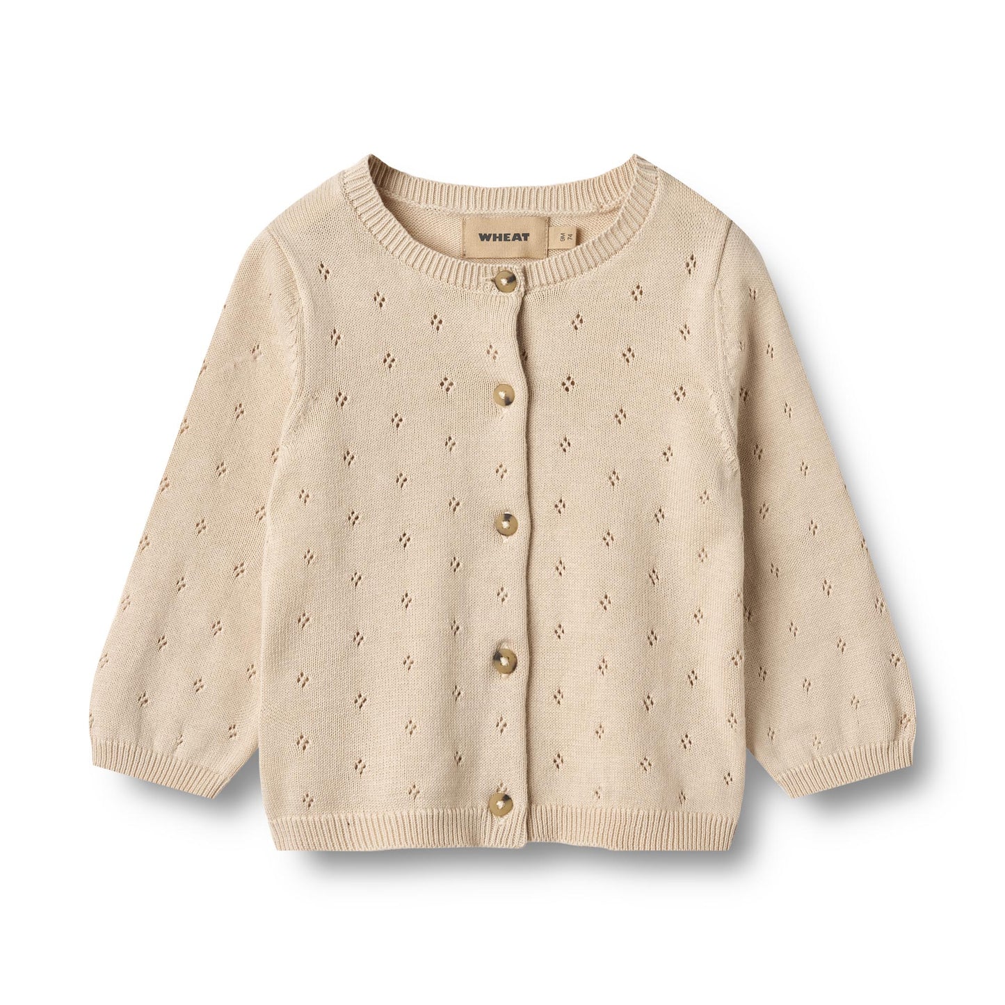 Gebreid vestje Maia - Biologisch katoen - Off white/ecru - Wheat voorkant