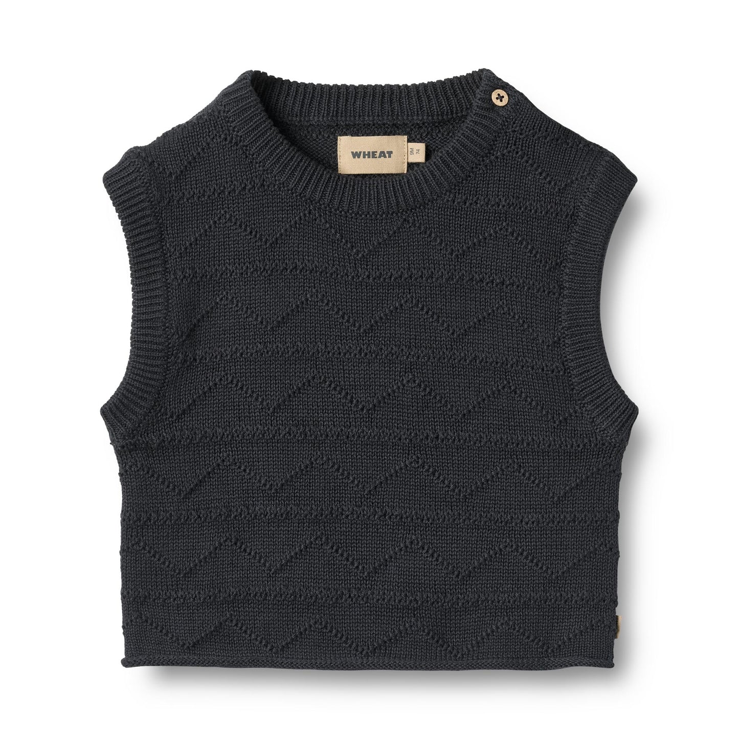 Spencer - Knit vest Bobby - Biologisch katoen - Navy - Wheat voorkant