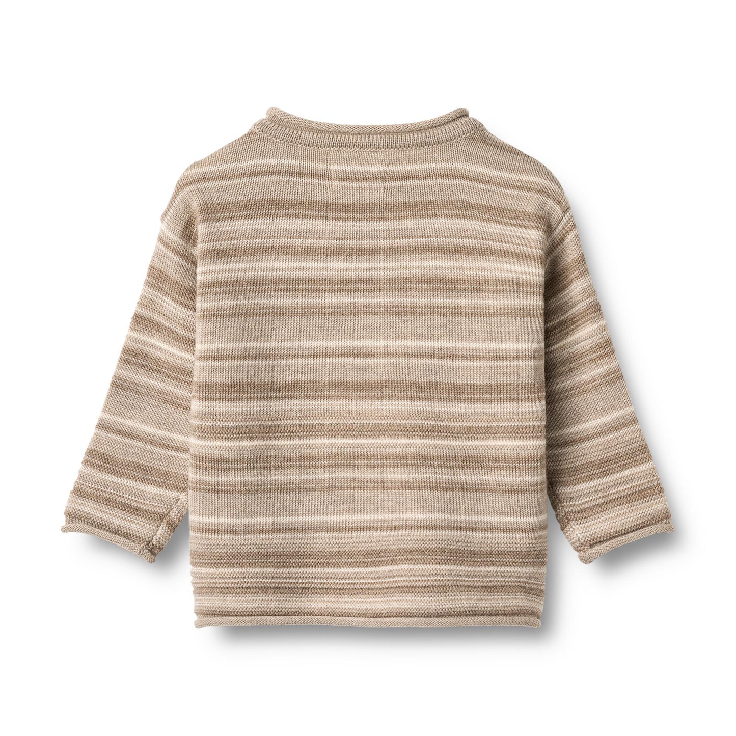 Gebreide trui Gunnar - Merino wol - Warm sand stripe - Wheat achterkant