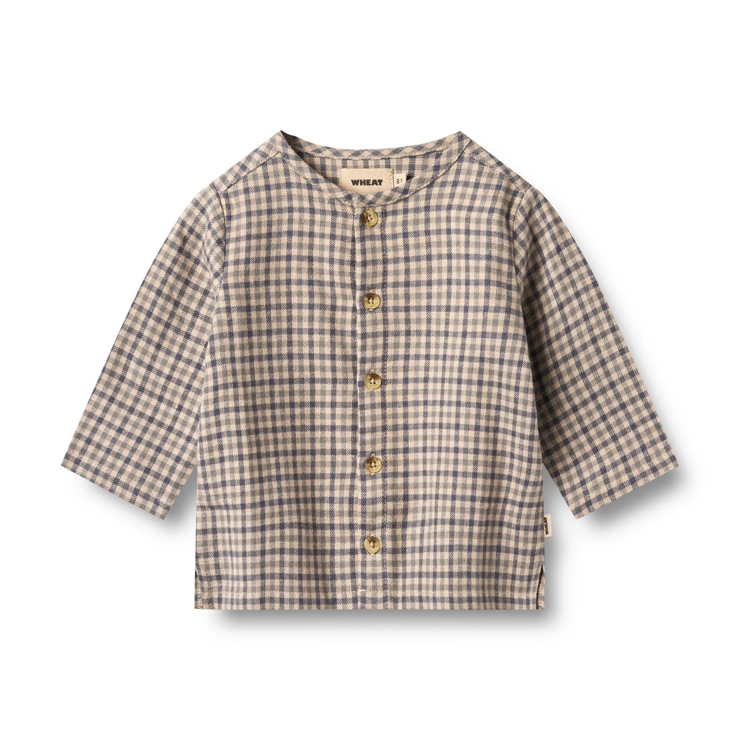 Blouse Shelby - Biologisch katoen - Blue check - Wheat voorkant