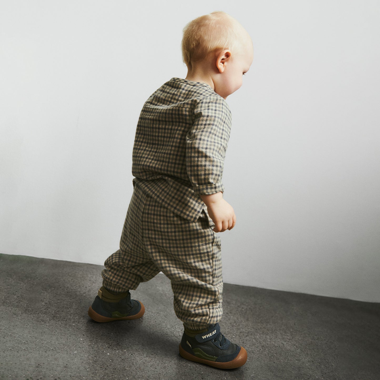 Broekje Blake - Biologisch katoen - Blue check - Wheat lifestyle