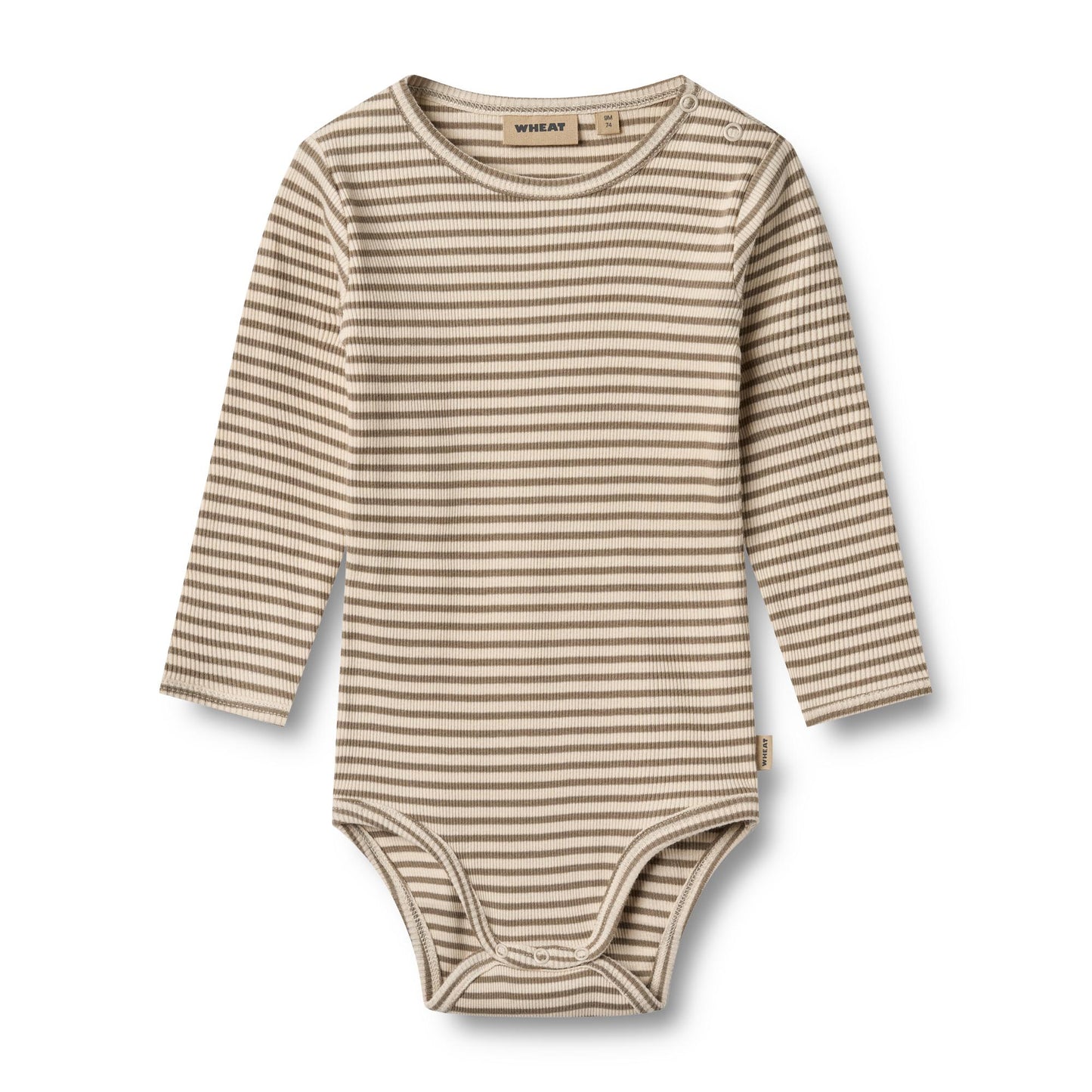 Romper lange mouwen - Berti - Biologisch katoen - Stone stripe - Wheat voorkant